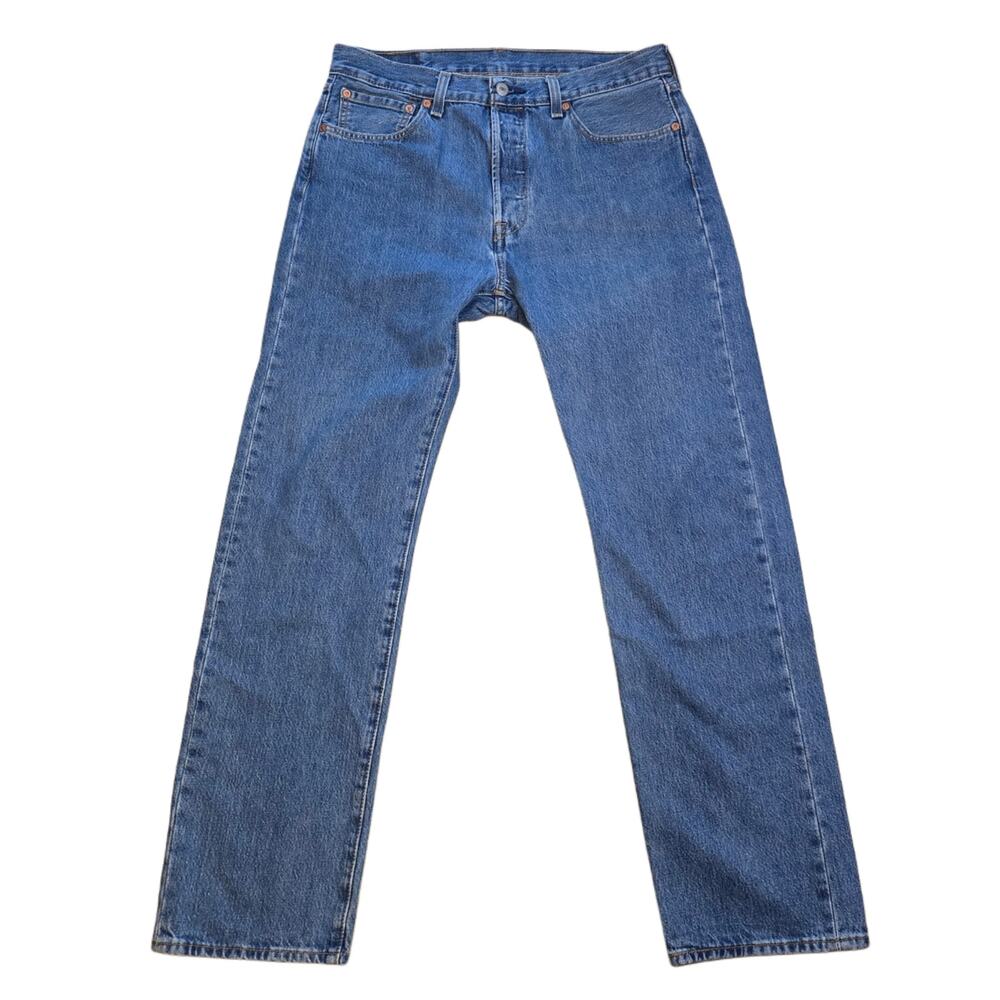 Levis 501 Original Fit Mens Blue Denim Jeans Button Fly Men Size 33x32 Straight